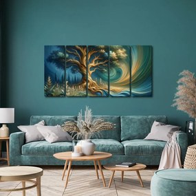 Quadri 5 pezzi – Albero della vita nel vortice dell’energia