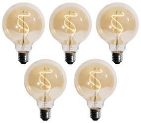 Set da 5 Lampadine LED E27 Dimmerabili Filamento a Spirale G95 4W 270LM 2700K