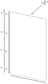 Box doccia walk-in Single, vetro 8 mm, H 200 cm, profilo cromo