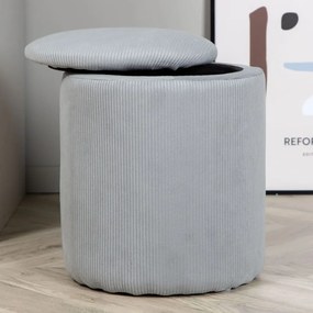 Venture home pouf limpen 32x32x40 cm velluto a coste grigio