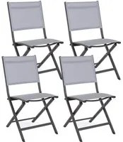 Set 4 Sedie Pieghevole da Giardino 47x57x88h cm Elin Antracite