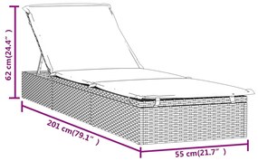 Lettini Prendisole 2pz con Tavolino Grigio in Polyrattan