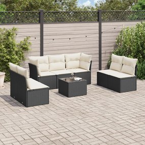 Set Divani da Giardino con Cuscini 8 pz Nero in Polyrattan