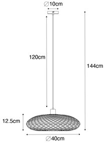 Lampada a sospensione orientale in bambù nero 40 cm - Ostrava
