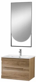 Mobile bagno sospeso 70 cm Rovere Nodi con lavabo e specchio LED - HAITI