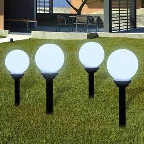 Lampioni Solari Led Giardino 4 Pz Rotondi 15 Cm Con Picchetto /