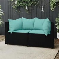 Divani Angolari da Giardino con Cuscini 2pz in Polyrattan Nero 319806