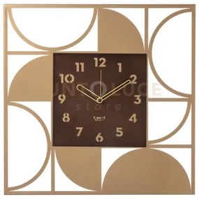 Orologio glam oro laccato ,caramello industrial in ferro 50x50hcm