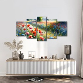 Quadro su tela – Papaveri rossi in un mare di fiori di campo