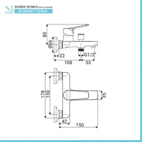 Miscelatore vasca esterno in ottone cromato lucido Vegas