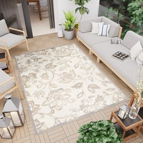 Tappeto per patio color crema con motivo floreale Larghezza: 120 cm | Lunghezza: 170 cm