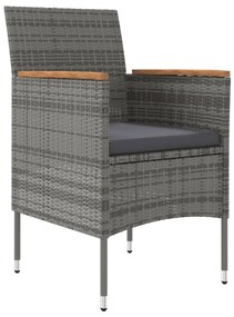 Set da pranzo da giardino 7 pz con cuscini grigio e nero