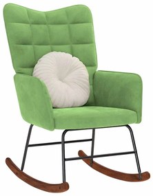 Sedia A Dondolo Verde Chiaro İn Velluto /