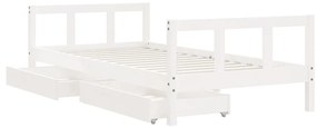 Giroletto bambini con cassetti bianco 90x190 cm massello pino