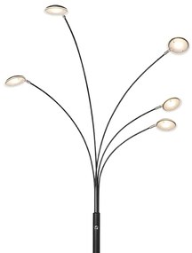 Lampada da terra di design nera incl. LED dimmerabile a 5 luci - Sixties Trento