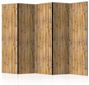 Paravento separè Muro amazzonico II (5-parti) - steli di bambù in toni chiari