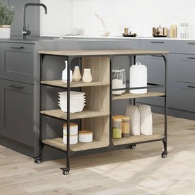 Carrello cucina rovere sonoma 100x48x89,5 cm legno multistrato