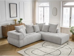 Divano angolare grigio chiaro (penisola a destra/a L) con rivestimento in ciniglia Whesley – Bobochic Paris