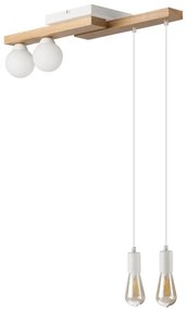 Lampadario a sospensione con filo CORTINA 2xE27/15W/230V + 2xG9/5W/230V bianco/quercia