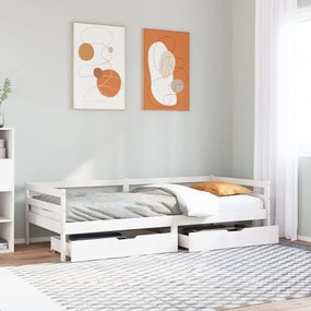 Dormeuse Con Cassetti 90x200 Cm Legno Massello Pino /