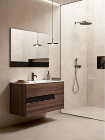Mobile da bagno sospeso sotto lavabo L 80 x H 55 x P 45 cm noce laminato opaco, 2 cassetti VISOBATH Vision