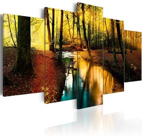 Quadro Quiete autunnale  foresta  Colore Blu, Dimensioni e Misure 100x50