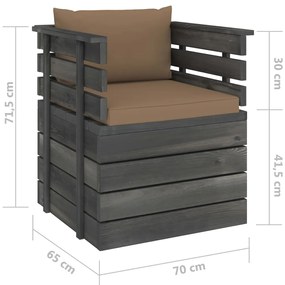 Set Divani da Giardino su Pallet 7 pz con Cuscini Massello Pino