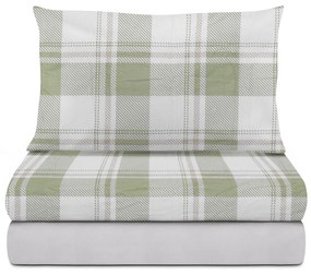Completo letto singolo scozzese verde in flanella