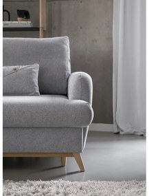 Divano angolare grigio chiaro allungabile/con contenitore (con penisola a sinistra/con chaise lounge) Scandic Lagom – Miuform