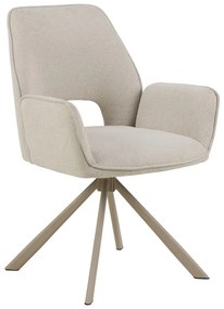 Sedia da pranzo beige in imbottito con braccioli Graham – Actona