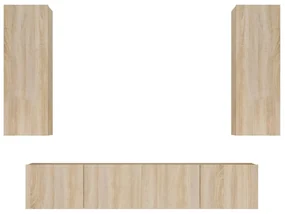 Set di mobili porta tv 4 pz rovere sonoma in legno multistrato