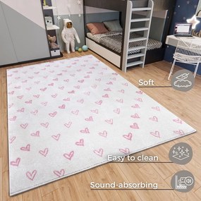 Tappeto per bambini rosa e bianco 160x235 cm Hearts - Hanse Home