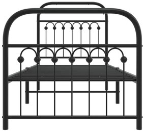 Giroletto con testiera e pediera metallo nero 75x190 cm
