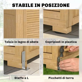 Armadio da Giardino Box Porta Attrezzi 128x57,5x197 cm con Finestre Trasparenti in Legno Marrone Chiaro...
