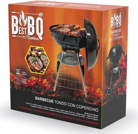 Barbecue a Carbone Carbonella 50x44,5x69 cm con Coperchio e Ruote Struttura in Acciaio Nero...
