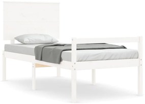 Letto per anziani bianco testiera small single legno massello