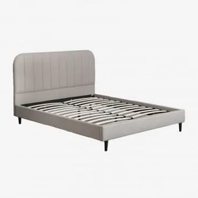 Letto Imbottito Maialen Tessuto Grigio Talpa Chiaro & 150 X 200 Cm - Sklum