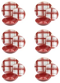 SET 18 PZ TAVOLA COTTAGE PORCELLANA ROSSO