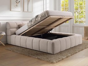 Letto con contenitore 180 x 200 cm Tessuto Beige - FORVIK