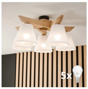 Brilagi - LED  Lampadario a plafone ANTHONY 5xE14/40W/230V quercia/bianco