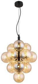 Lampadario sosp.metallo nero sat.13x G9 LED nero paralume ambrato 13x G9 Ø39.5cm GLOBO