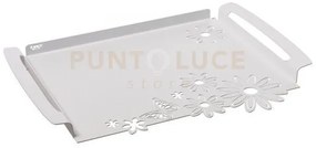 Vassoio grande margherite bianco marmo in ferro 46x32cm