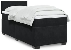 Giroletto A Molle Con Materasso Nero 100x200 Cm İn Velluto /