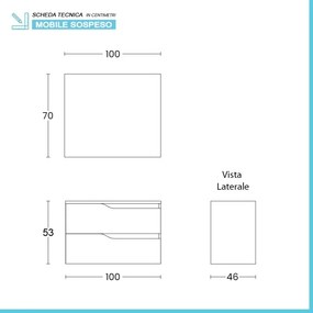 Mobile bagno sospeso 100cm quercia e bianco con lavabo e specchio Sumya