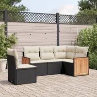 Set Divani da Giardino 5 pz con Cuscini in Polyrattan Nero 3260054