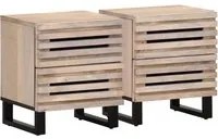 Comodini 2pz 40x33x46 cm in Legno Massello di Mango Sbiancato 377433