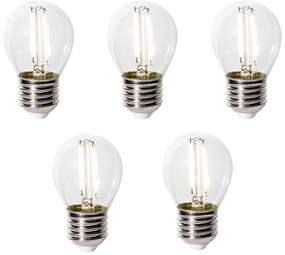 Set di 5 lampadine LED E27 dimmerabili P45 vetro trasparente 3W 250 lm 3000K