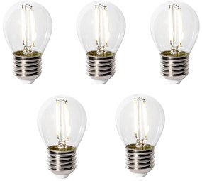 Set di 5 Lampadine LED E27 dimmerabili vetro trasparente P45 3W 250 lm 3000K