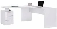 Scrivania da ufficio con cassettiera 3 cassetti 160x180/60x75cm - NOVA Colore: bianco laccato lucido