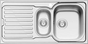Lavello integrato 1 vasca in inox argento PYRAMIS Amaltia L 50 x L 100 cm, sgocciolatoio a sinistra